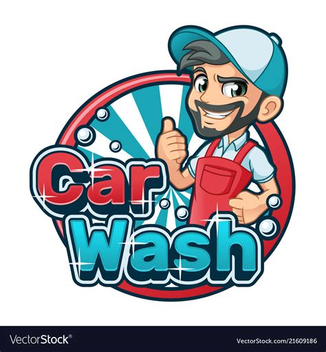 Car wash cartoon logo Royalty Free Vector Image