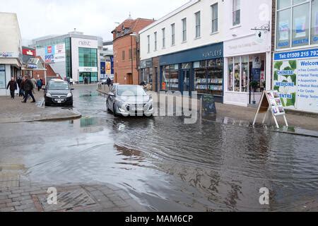 Flooding in Biggin Street Loughborough after heavy rain Stock Photo - Alamy