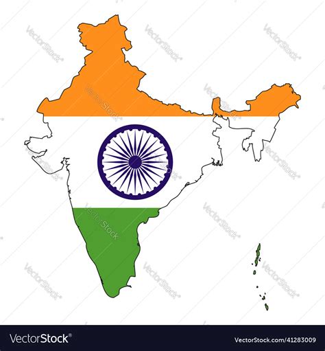 India map with flag - outline of a state Vector Image