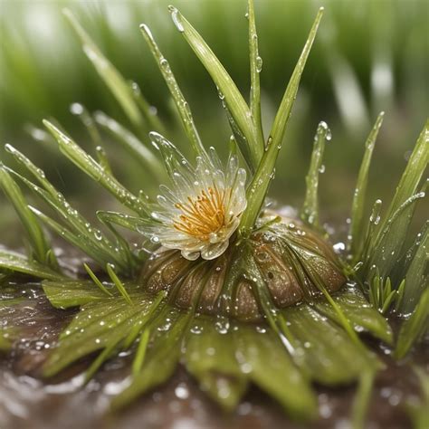 Premium AI Image | Macro photography of grass and leaf