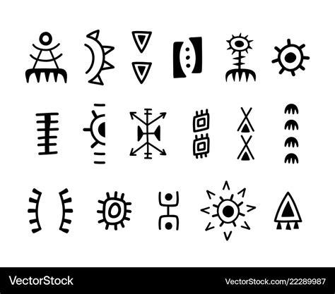 Hand drawn aztec symbols Royalty Free Vector Image