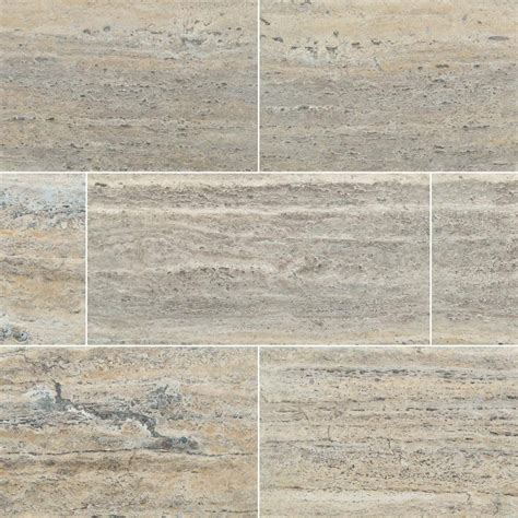 MSI Silver Travertine 12 in. x 24 in. Honed Travertine Stone Look Floor ...