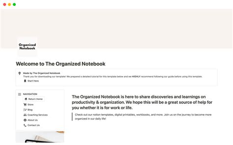 Simple Website Template by The Organized Notebook | Notion Marketplace