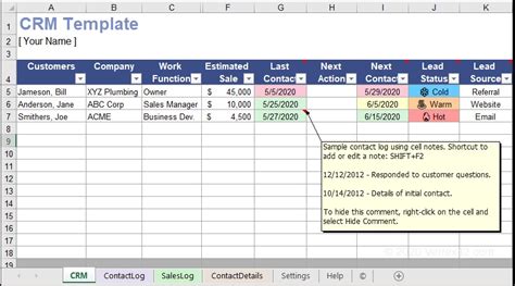 Excel CRM Template