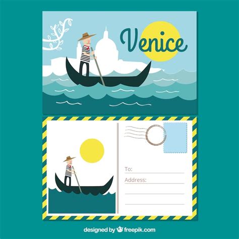 Free Vector | Travel postcard template in flat style