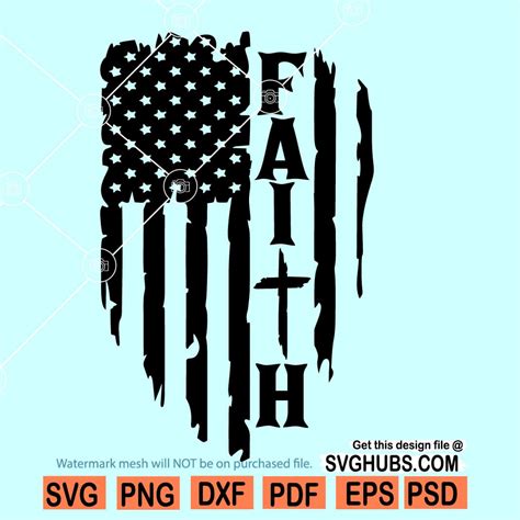 Faith American Flag svg, Faith USA Flag SVG, Cross SVG