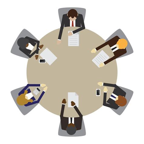 Business People Sitting On A Round Table Meeting 5640093 Vector Art At