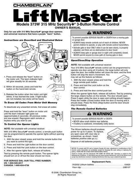 Chamberlain Liftmaster 1/3 Hp Manual