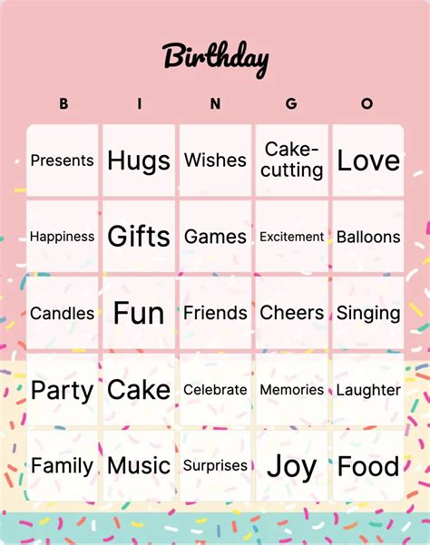 Birthday Bingo Printable And Customizable Bingo Card Creator