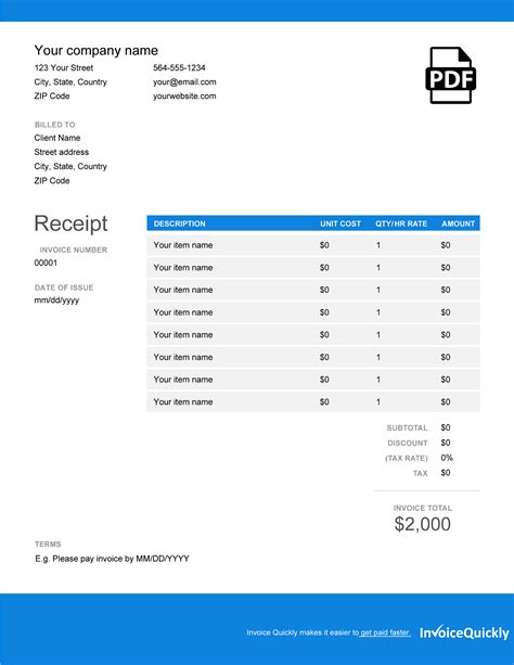 Google Docs Receipt Template | Billed | Edit and send