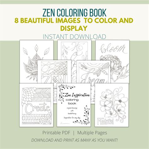 Zen Coloring Book Inspirational Pages to Color Hand Drawn - Etsy