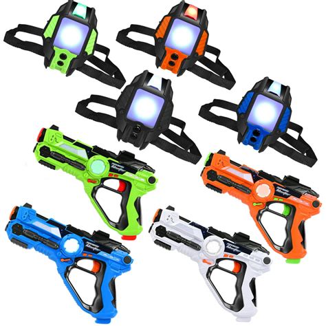 Topbuy Set of 4 Infrared Laser Tag Guns Set w/ Vests Outdoor Group Toy ...