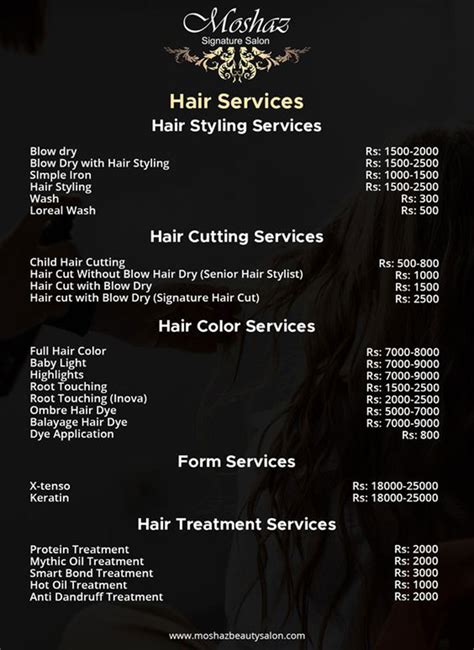 Hair Salon Prices List and Menu Design Ideas