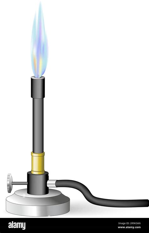 Bunsen burner with Flame. ambient air gas burner. Laboratory equipment ...