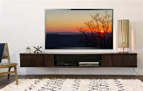 Floating Wall Mount Entertainment Center TV Stand - Curve - 3 Piece ...