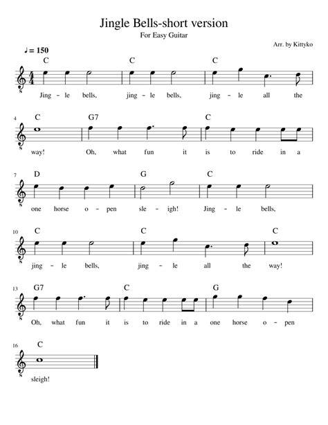 Jingle Bells Sheet music for Guitar | Download free in PDF or MIDI ...