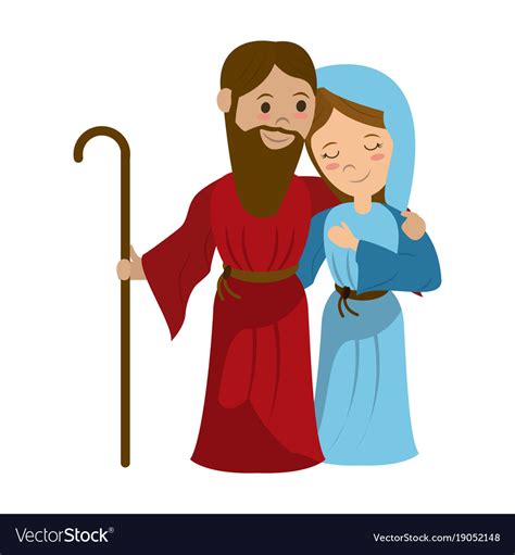 Virgin mary and joseph cartoon Royalty Free Vector Image