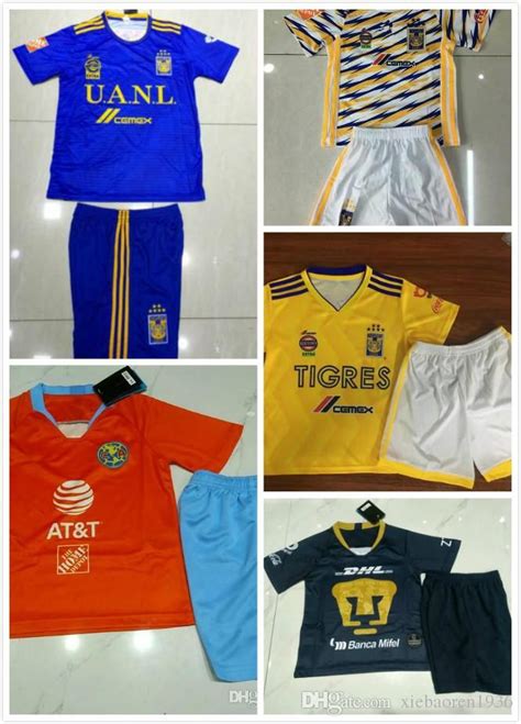 2021 18 19 Mexico Tigres UANL Kids Home Soccer Jerseys Boys Shirt 2018 ...