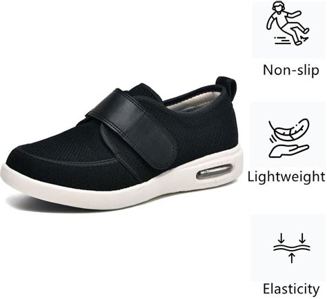 GSFY Men's Diabetic Walking Shoes Wide Width - Adjustable Strap Edema ...