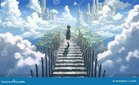 Anime stairway to heaven stock illustration. Illustration of belief ...