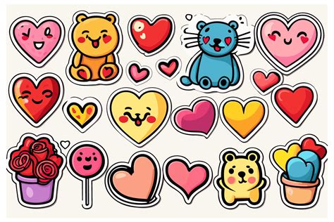 Heart Happy Emoji Sticker Set Graphic by Pixeness Digital · Creative ...