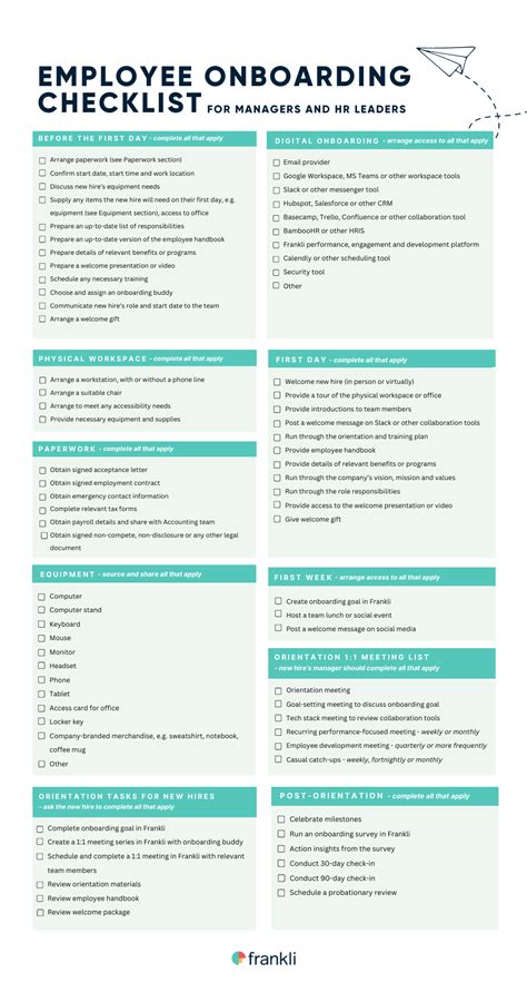 Employee Onboarding Checklist Template for Managers and HR | Employee ...