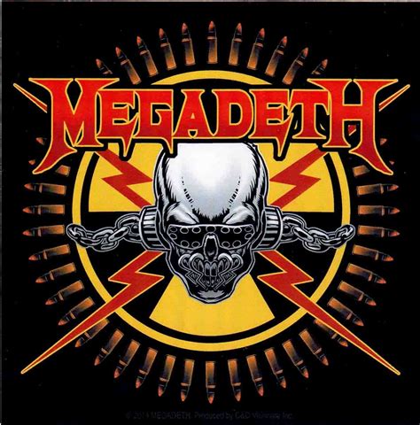 Megadeth Skull & Bullets Sticker | Megadeth, Bullet stickers, Thrash metal