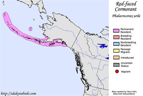 Red-faced Cormorant - Species Range Map