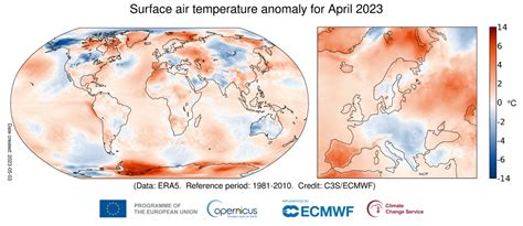 Surface air temperature for April 2023 | Copernicus