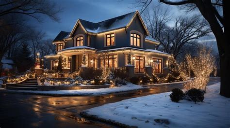 Premium AI Image | Luxurious Christmas Lights House