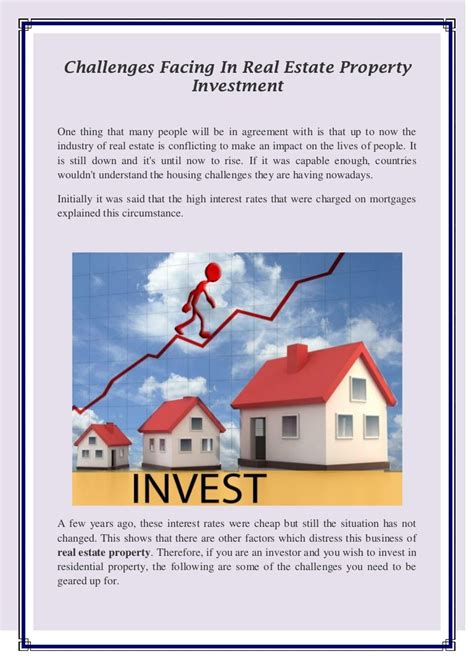 Challenges facing in real estate property investment