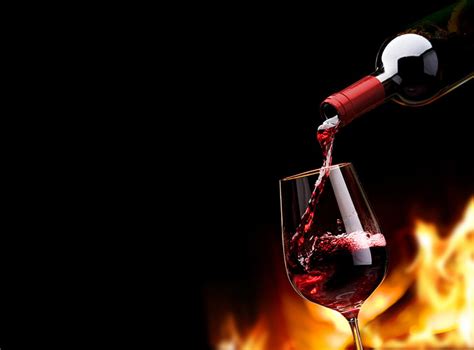 HD wallpaper: clear wine glass, fire, flame, red, bottle, black ...