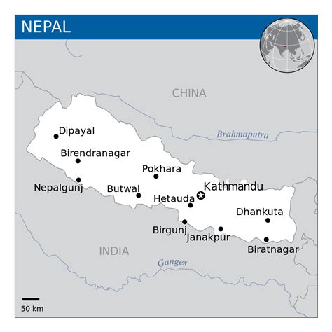 Map of Nepal with major cities | Nepal | Asia | Mapsland | Maps of the ...