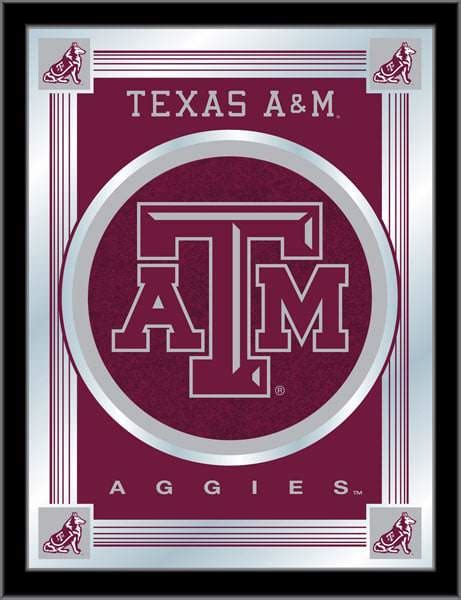 Texas A&M Logo Mirror 17x22 w/ Official College Logo - Family Leisure