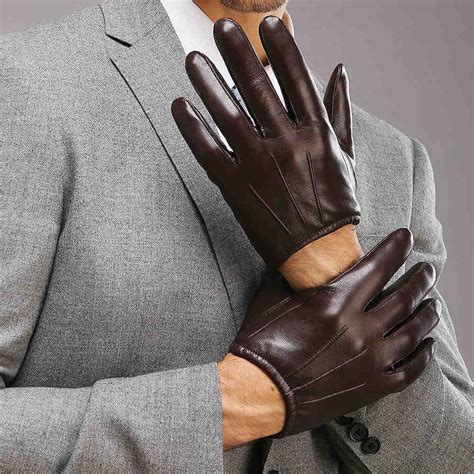 2016 Top Fashion Men Genuin Leather Gloves Wrist Sheepskin Glove For ...