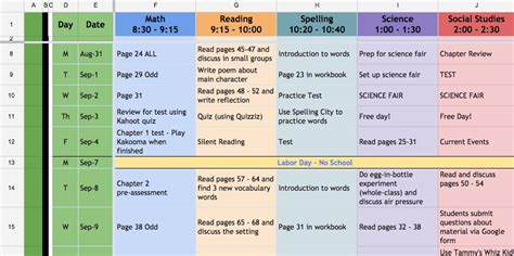 Weekly Lesson Plan Template Google Docs Free - pic-cheese