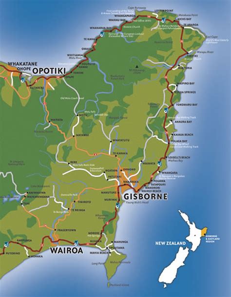 Gisborne Map - New Zealand