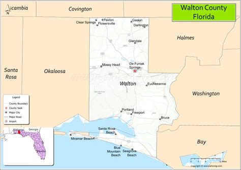 Walton County Map, Florida, USA | Check Major Cities & Towns, County ...