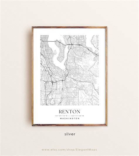 Renton Washington Map Renton WA Map Renton City Print - Etsy