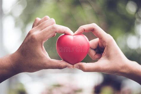 Couple in Love Making Heart Symbol Shape with Finger and Hands T Stock ...