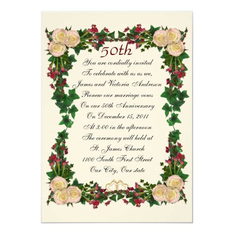 50th Wedding anniversary vow renewal invitation | Zazzle