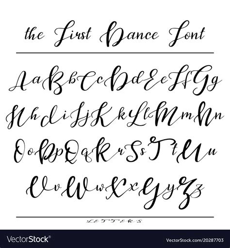 Handwritten calligraphy font alphabet Royalty Free Vector