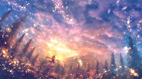 Download Anime Landscape, Particles, Scenic, Pretty, Beautiful ...