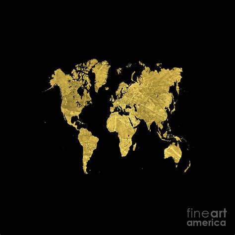 Gold Black World Map for Kevin Photograph by Edit Voros | Fine Art America