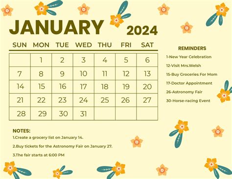 January 2024 Editable Calendar Word - Beryl Chantal