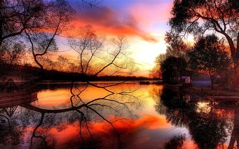 autumn, Sunset, Pond, Lakes, Reflection Wallpapers HD / Desktop and ...