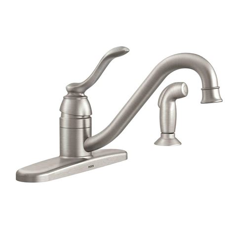 MOEN Banbury Single-Handle Standard Kitchen Faucet with Side Sprayer in ...