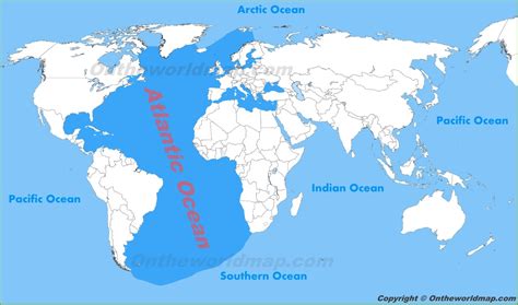 Atlantic Ocean location on the World Map - Ontheworldmap.com