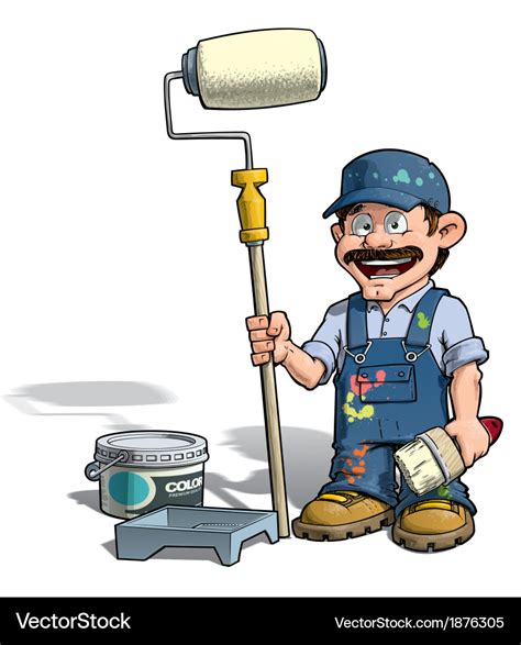 Handyman painter blue uniform Royalty Free Vector Image