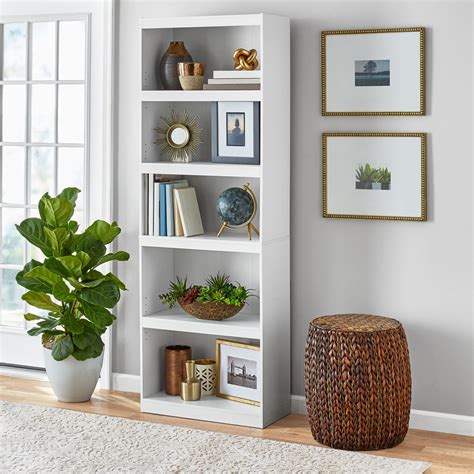 Mainstays Framed 5-Shelf Bookcase, White - Walmart.com